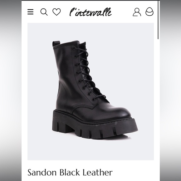 L’intervalle Sandon - black genuine leather chunky combat boots, size 39 - Picture 1 of 4